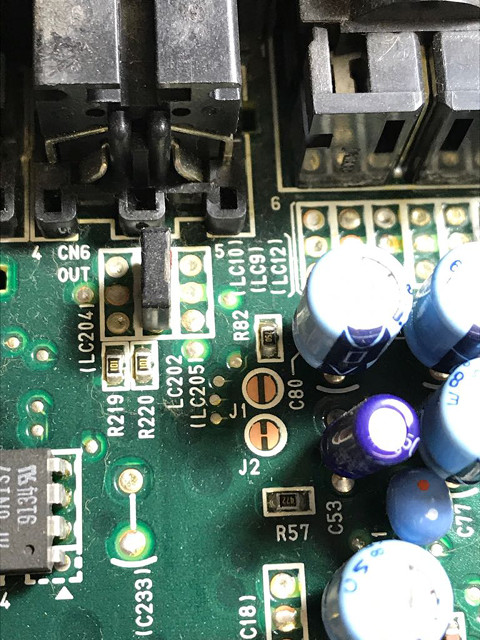 Location of the FS-A1GT CVBS/CSYNC jumpers